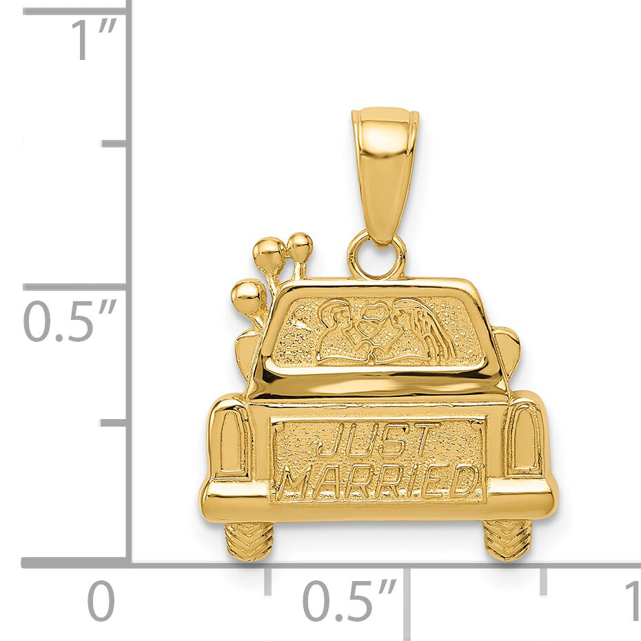 14K Polished and Textured Just Married Pendant-D3887