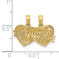 14K BEST FRIEND Breakable Double Hearts Pendant-D3891