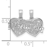 14K White Gold BEST FRIEND Breakable Double Hearts Pendant-D3891W