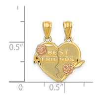 14k Two-tone BEST FRIENDS Break Apart Heart Pendant-D3892