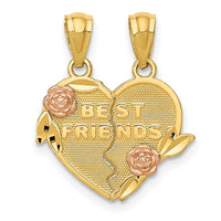 14k Two-tone BEST FRIENDS Break Apart Heart Pendant-D3892