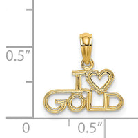 14K Polished / Textured I LOVE GOLD Charm-D3900