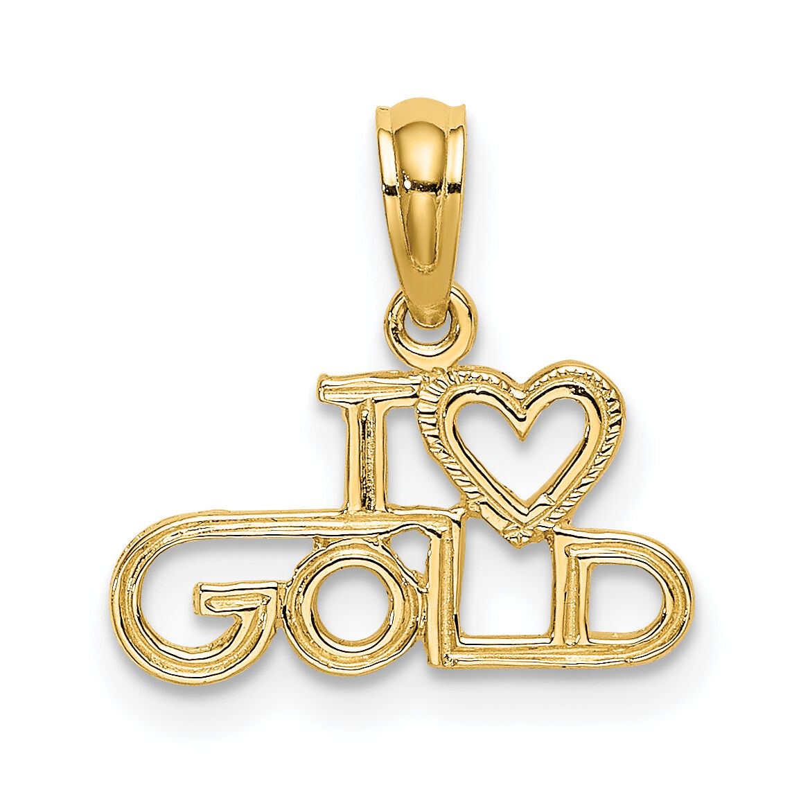 14K Polished / Textured I LOVE GOLD Charm-D3900