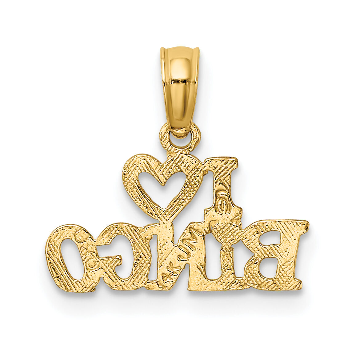 14K Polished/Textured I LOVE BINGO Charm-D3905