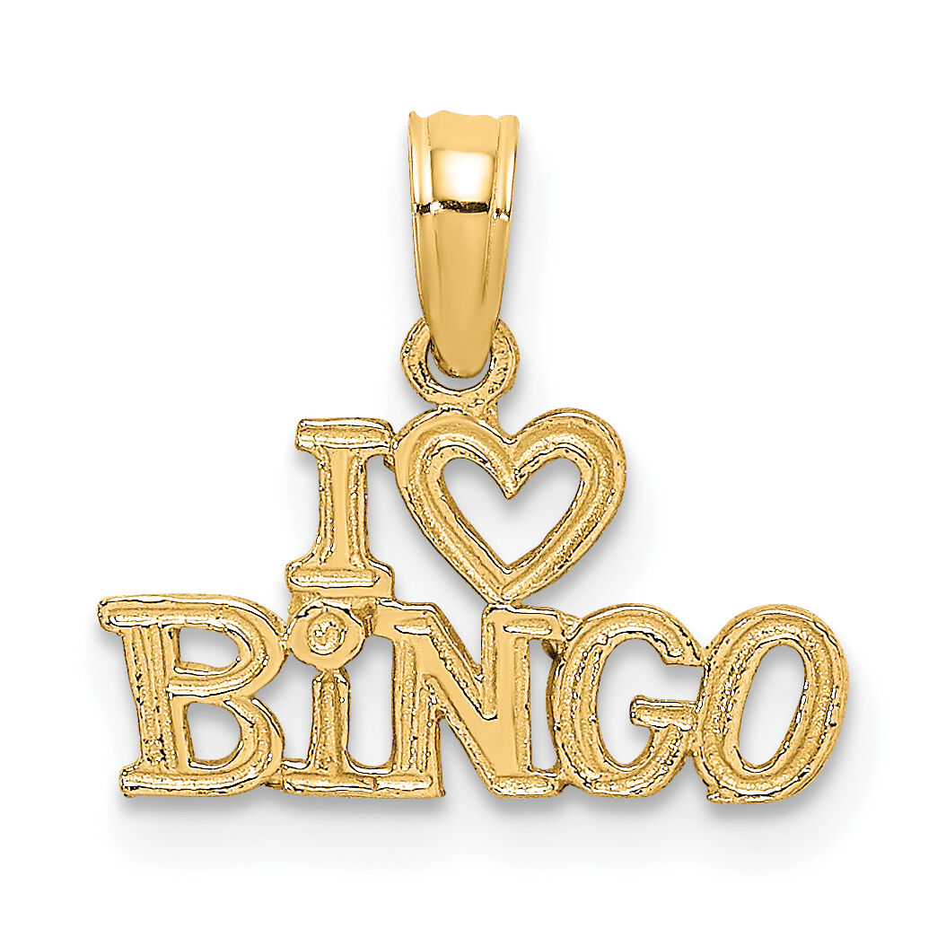 14K Polished/Textured I LOVE BINGO Charm-D3905
