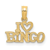 14K Polished/Textured I LOVE BINGO Charm-D3905