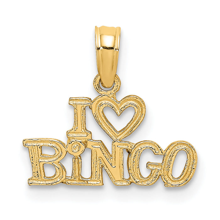 14K Polished/Textured I LOVE BINGO Charm-D3905