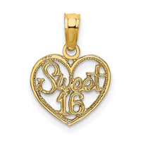 14K SWEET 16 in Heart Charm-D3914
