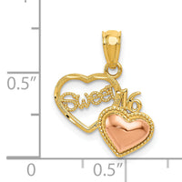 14k Two-tone SWEET 16 Heart Pendant-D3915