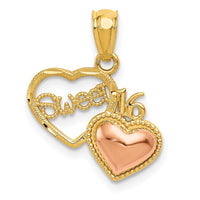 14k Two-tone SWEET 16 Heart Pendant-D3915
