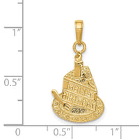 14K Slice of Cake with Candle HAPPY BIRTHDAY Pendant-D3921