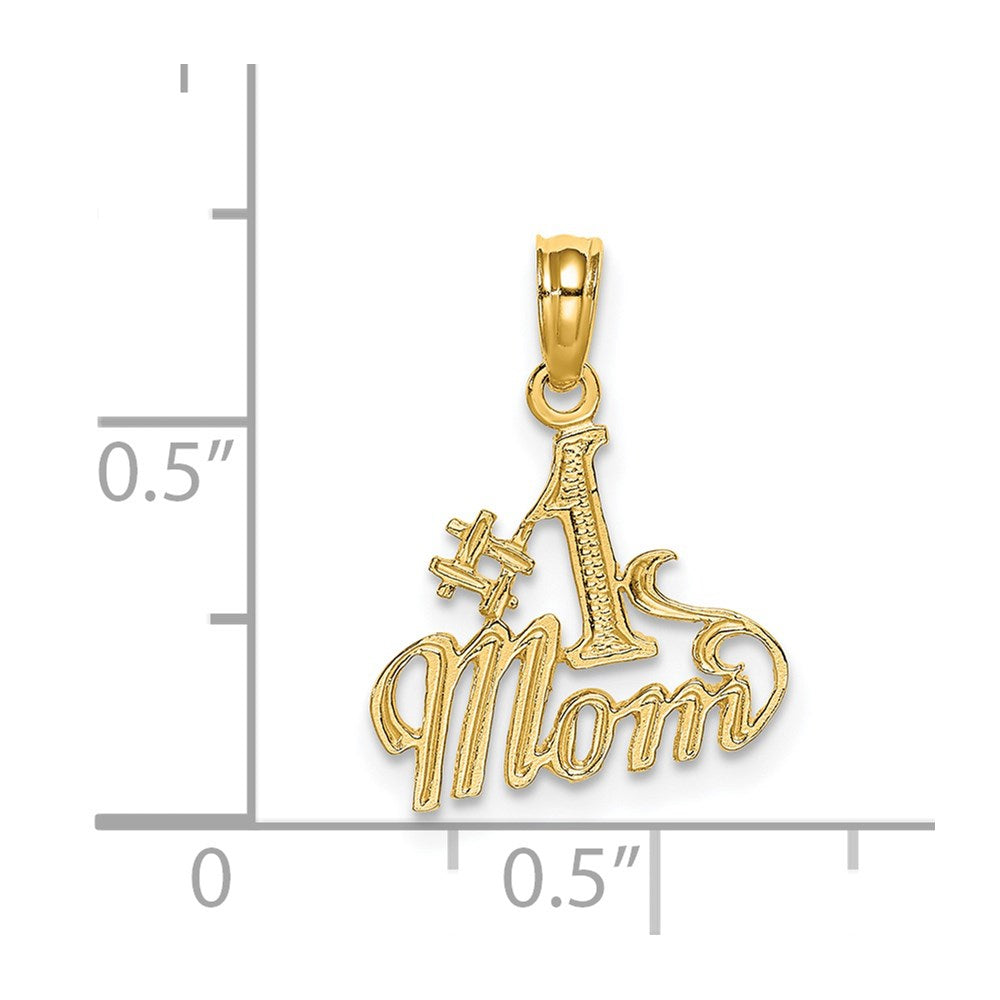 14K Polished #1 MOM Pendant-D3926