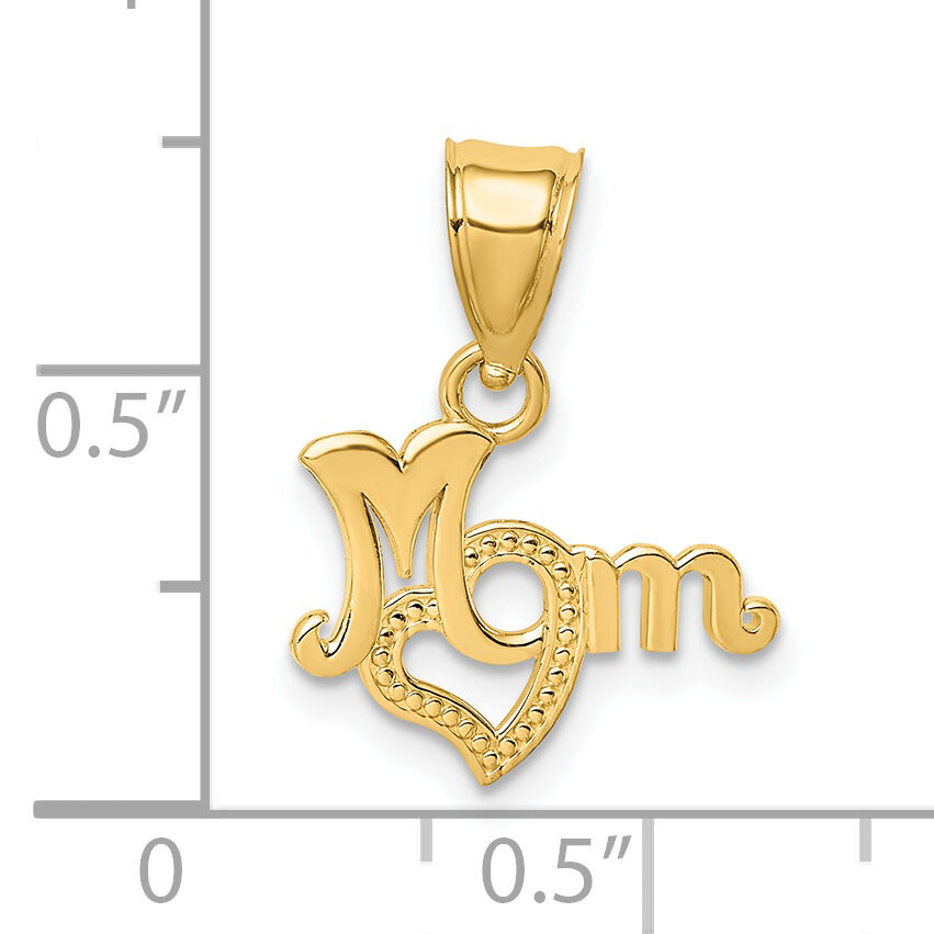 14K MOM with Heart Charm-D3938