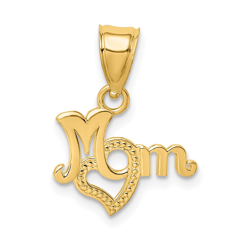 14K MOM with Heart Charm-D3938