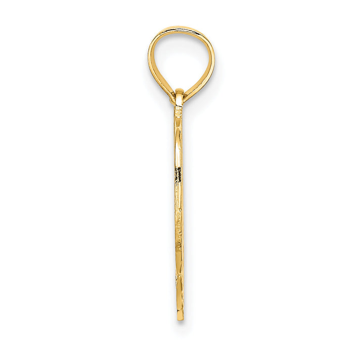 14K MOM in Heart Charm-D3940