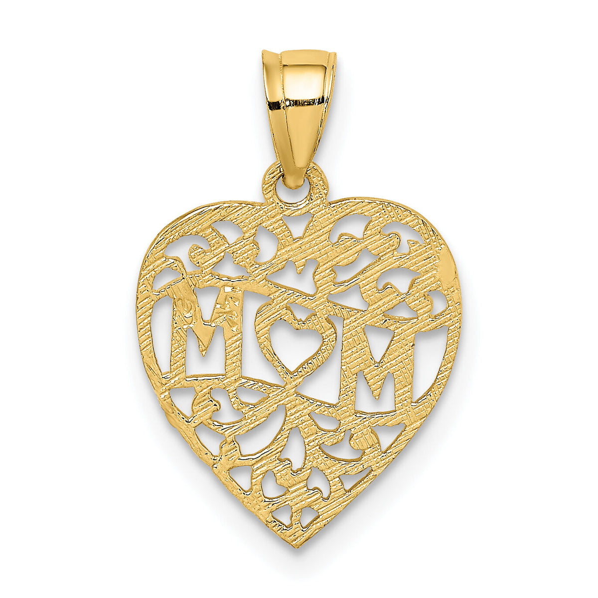 14K MOM in Heart Charm-D3940