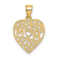 14K MOM in Heart Charm-D3940