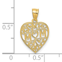 14K MOM in Heart Charm-D3940