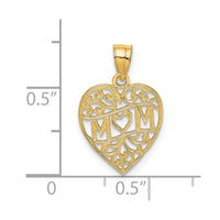 14K MOM in Heart Charm-D3940