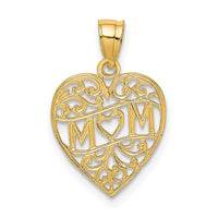 14K MOM in Heart Charm-D3940