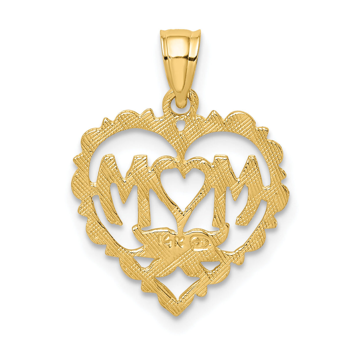 14K MOM in Heart Charm-D3941