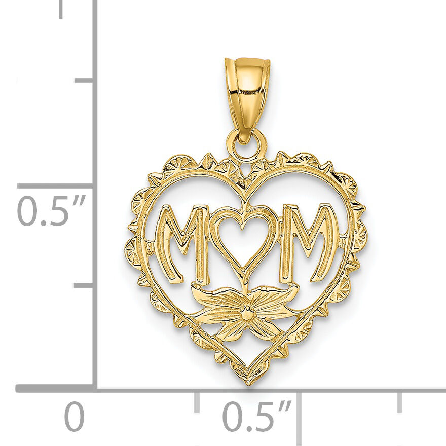 14K MOM in Heart Charm-D3941