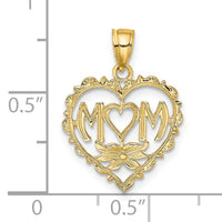 14K MOM in Heart Charm-D3941