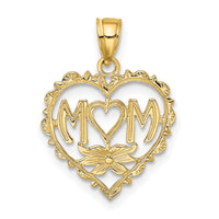 14K MOM in Heart Charm-D3941