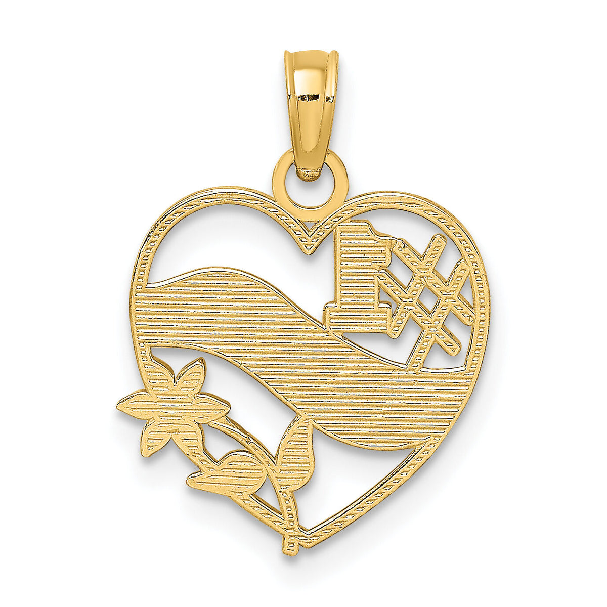 14K #1 MOTHER in Heart Frame Charm-D3942