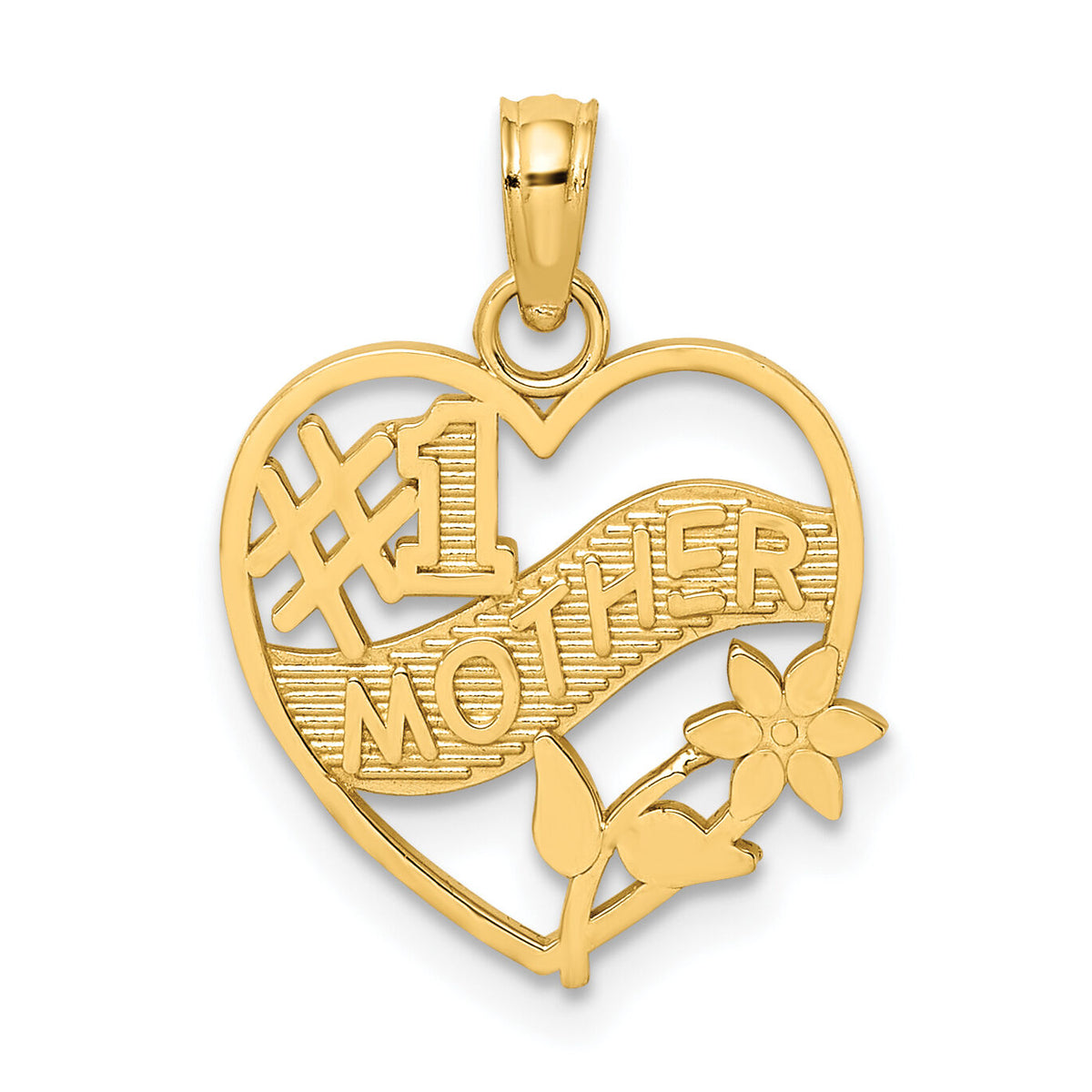 14K #1 MOTHER in Heart Frame Charm-D3942