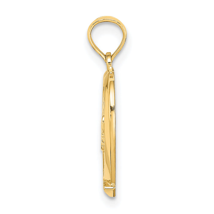 14K #1 MOM in Heart Charm-D3943