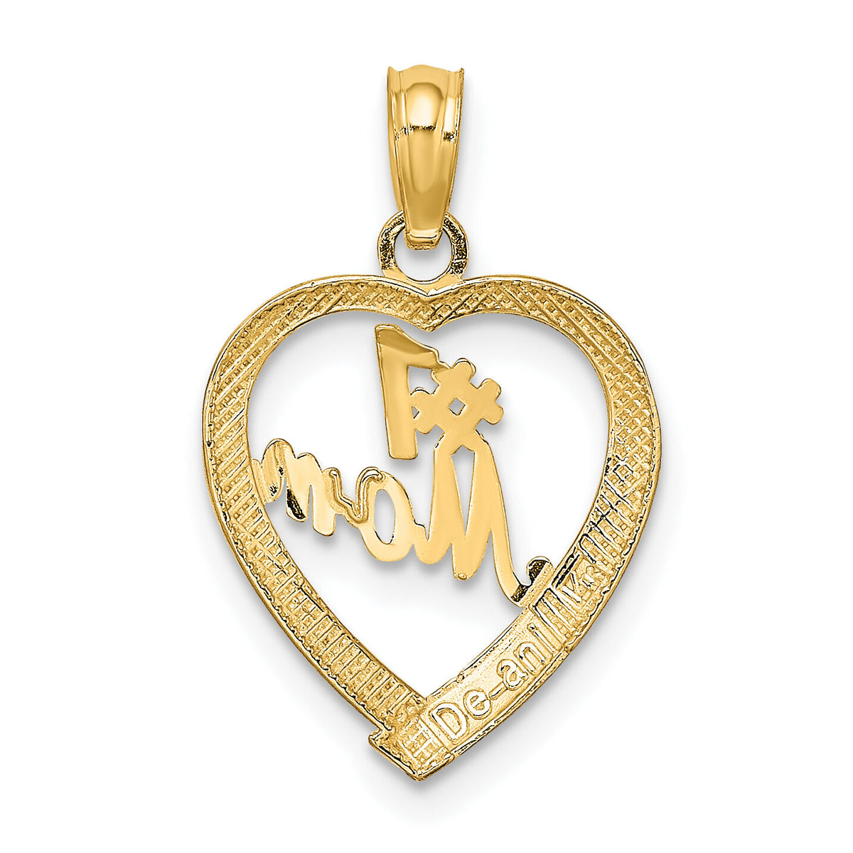 14K #1 MOM in Heart Charm-D3943