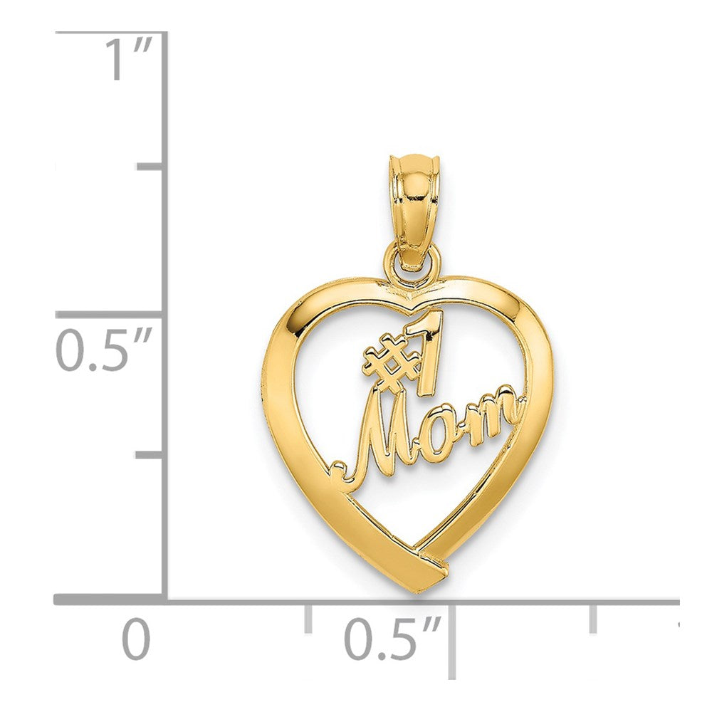 14K #1 MOM in Heart Charm-D3943