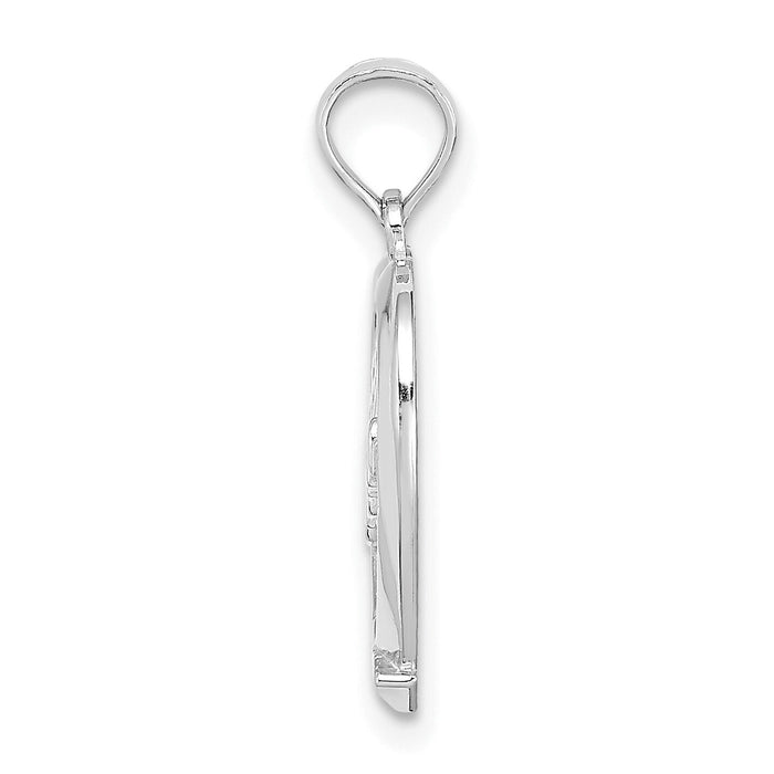 14K White Gold #1 MOM in Heart Pendant-D3943W