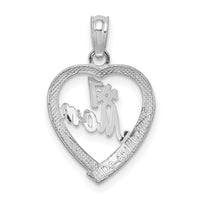 14K White Gold #1 MOM in Heart Pendant-D3943W