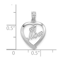 14K White Gold #1 MOM in Heart Pendant-D3943W