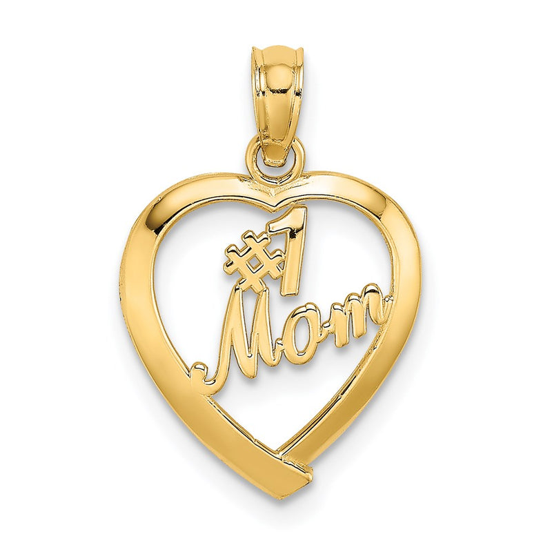 14K #1 MOM in Heart Charm-D3943