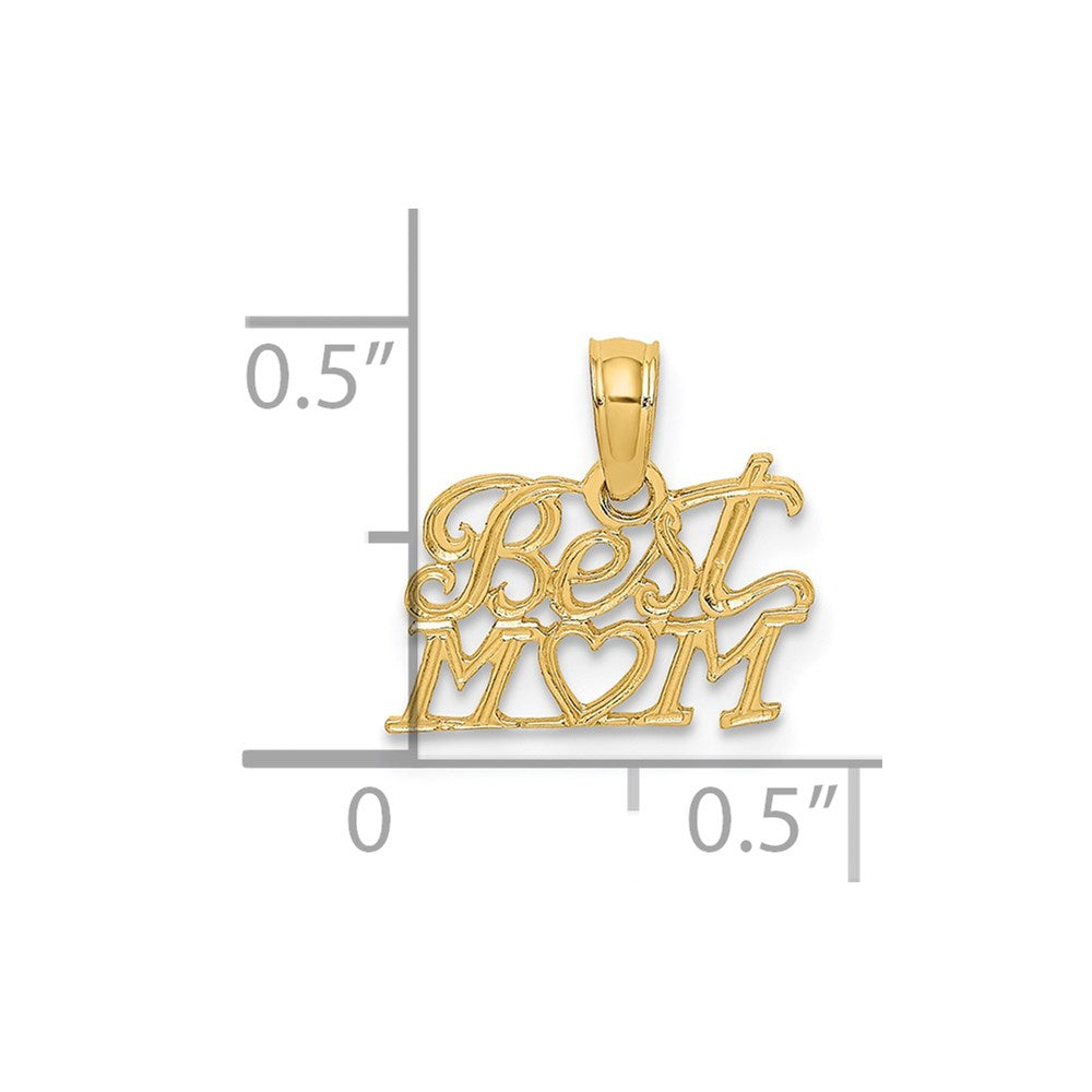 14K BEST MOM with Heart Charm-D3947