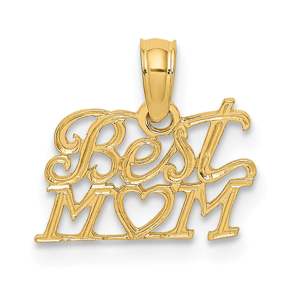 14K BEST MOM with Heart Charm-D3947