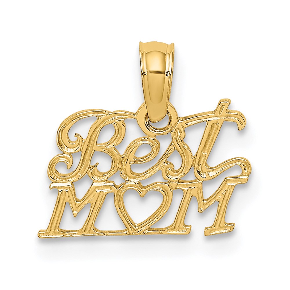 14K BEST MOM with Heart Charm-D3947