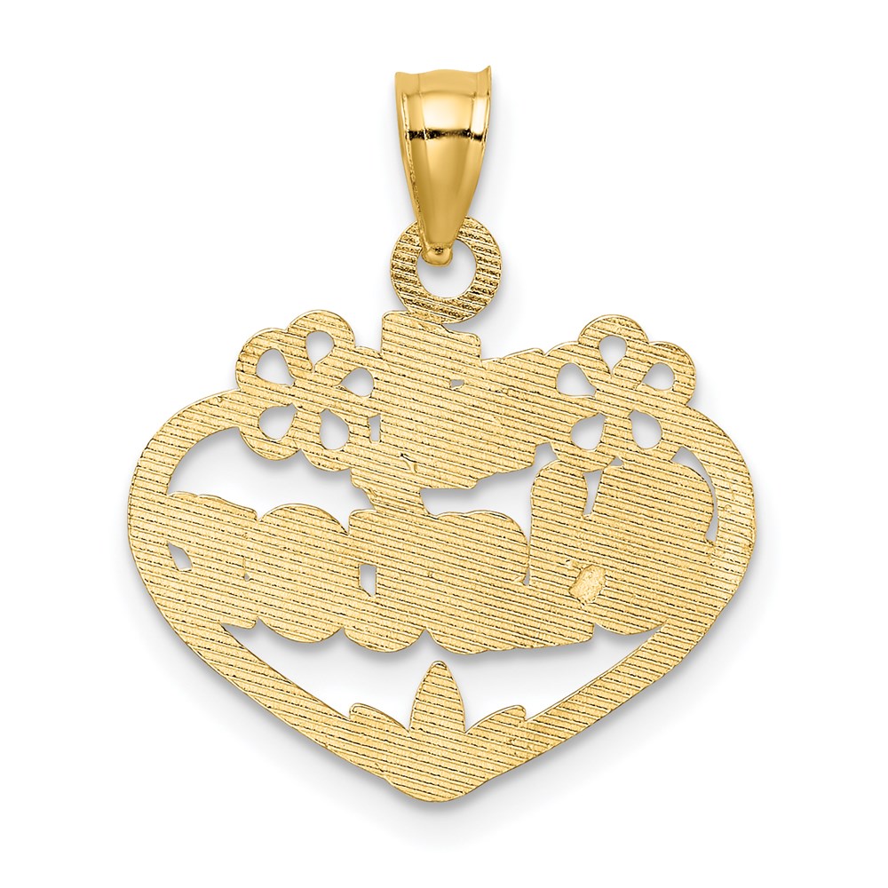 14K #1 SISTER in Heart Charm-D3971