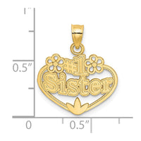 14K #1 SISTER in Heart Charm-D3971