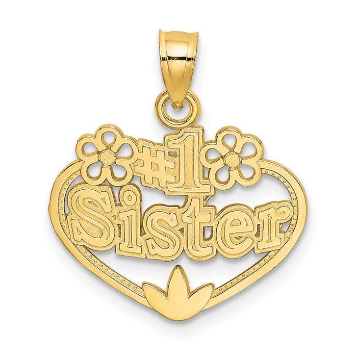 14K #1 SISTER in Heart Charm-D3971