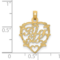 14K BIG SIS in Heart Charm-D3973