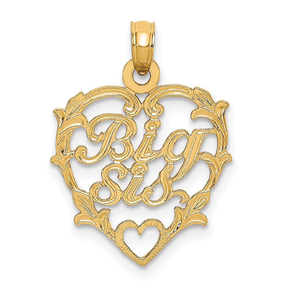 14K BIG SIS in Heart Charm-D3973