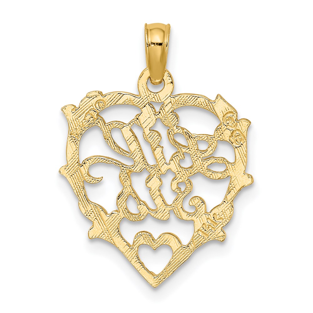14K LIL SIS in Heart Charm-D3974