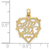 14K LIL SIS in Heart Charm-D3974