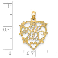 14K LIL SIS in Heart Charm-D3974
