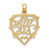 14K LIL SIS in Heart Charm-D3974
