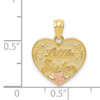14k Two-tone LITTLE SISTER Heart Pendant-D3976